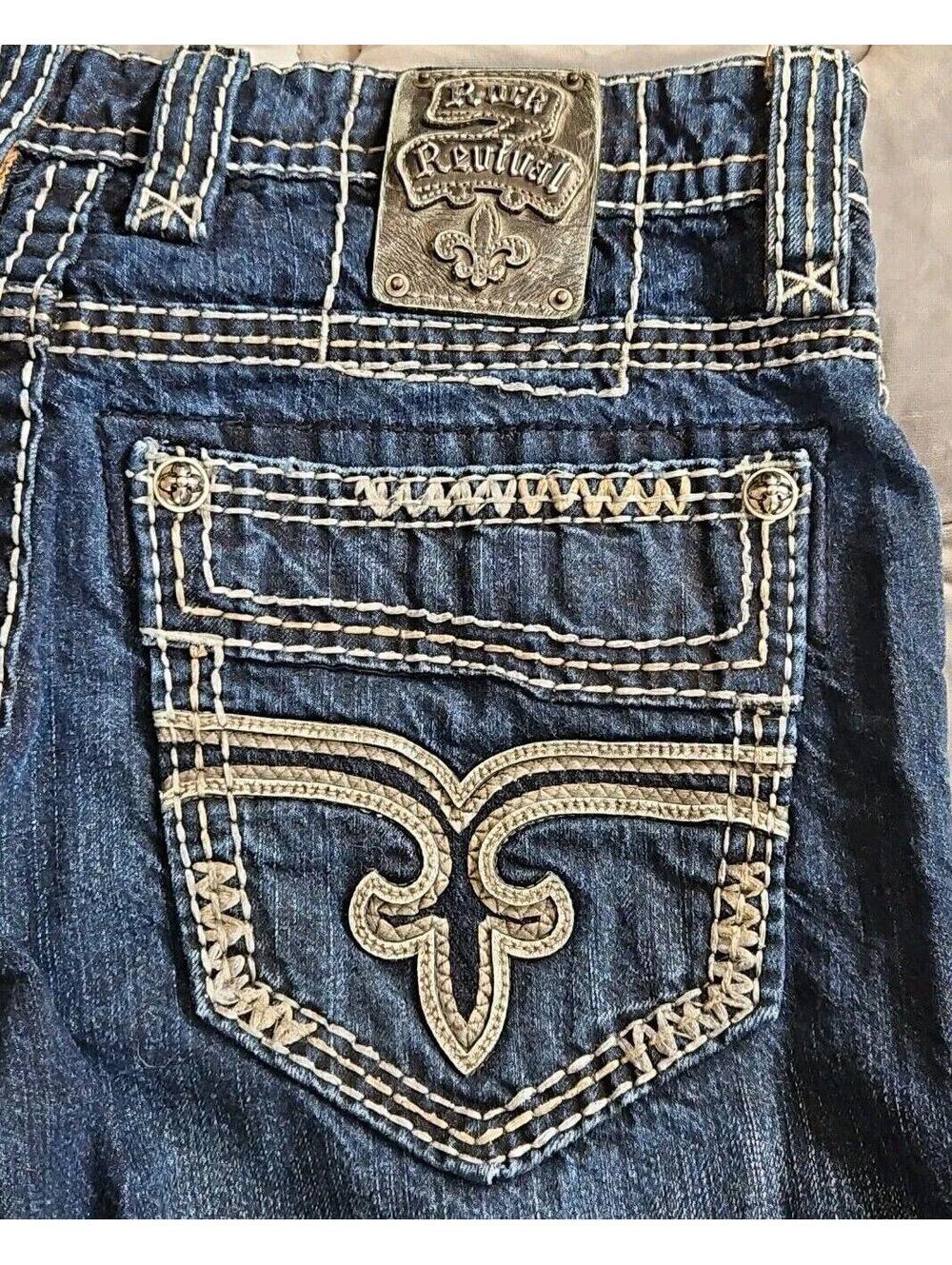 Rock Revival Blue Jeans Landon Straight Mens 32x29